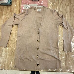 LOFT Women's Beige Button-Up Cardigan